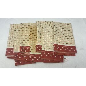 8 Vintage Cloth Napkins Retro 70s Brown Beige Geometric MCM 16"‎ USED